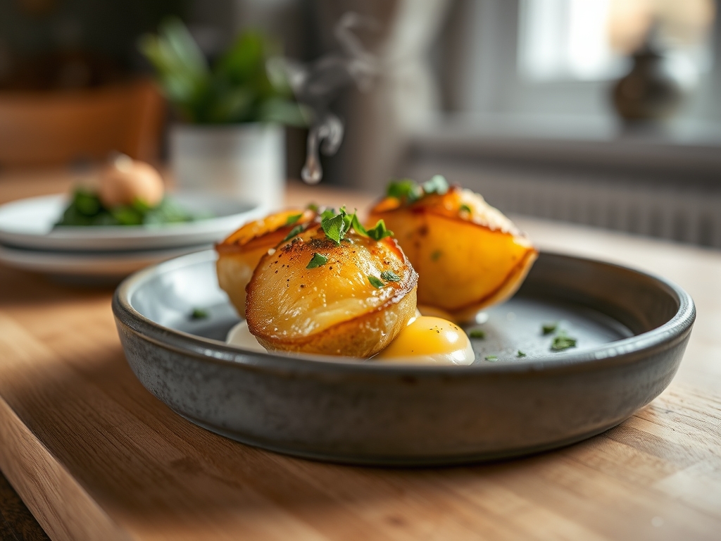 Batatas gratinadas com nata
