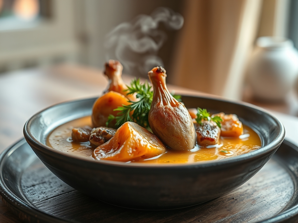 Caldo de aves e gengibre curativo