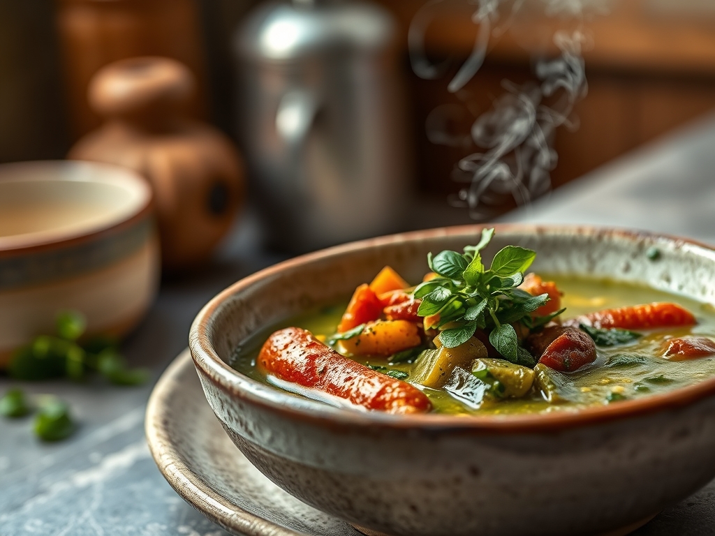 Caldo verde com chouriço nobre