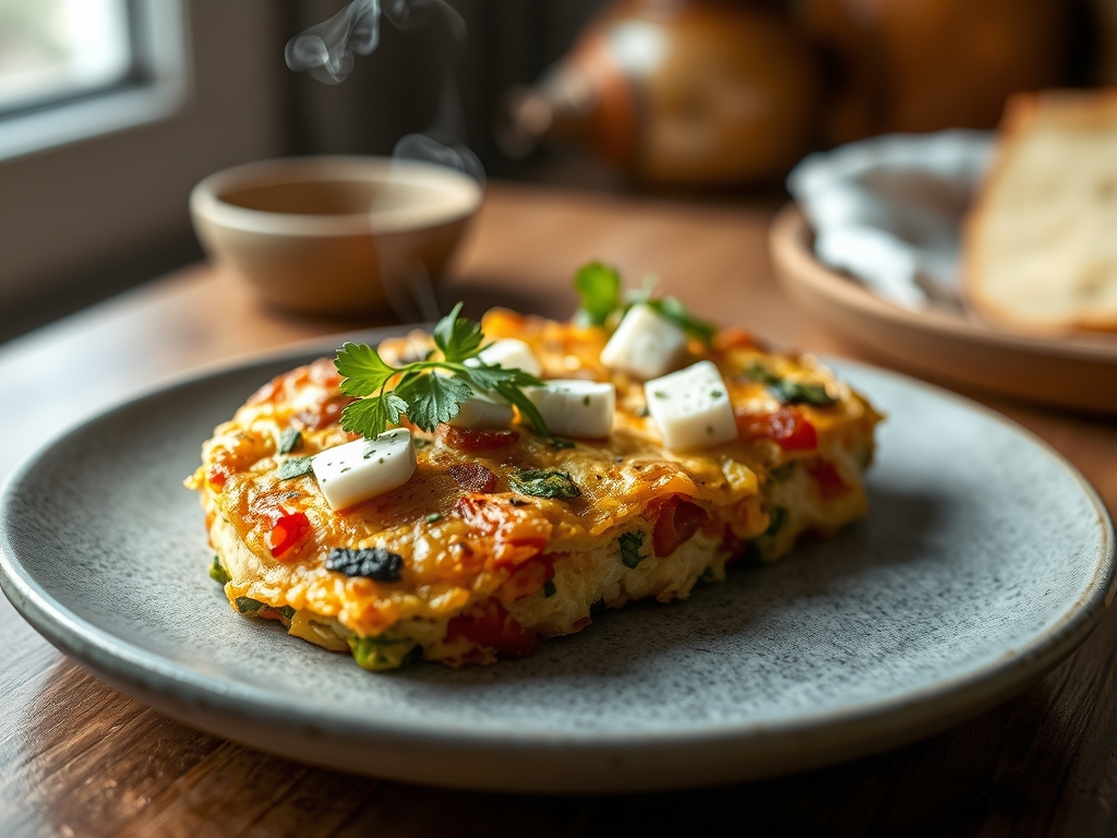Frittata de legumes e queijo feta