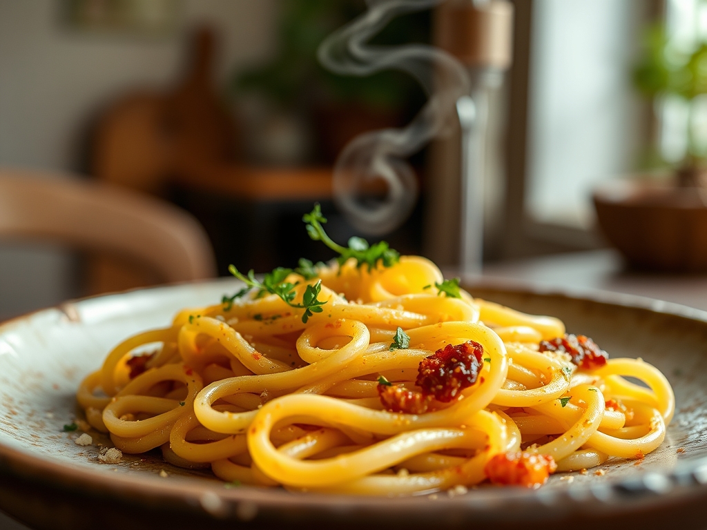 Pasta com molho de queijo ricota