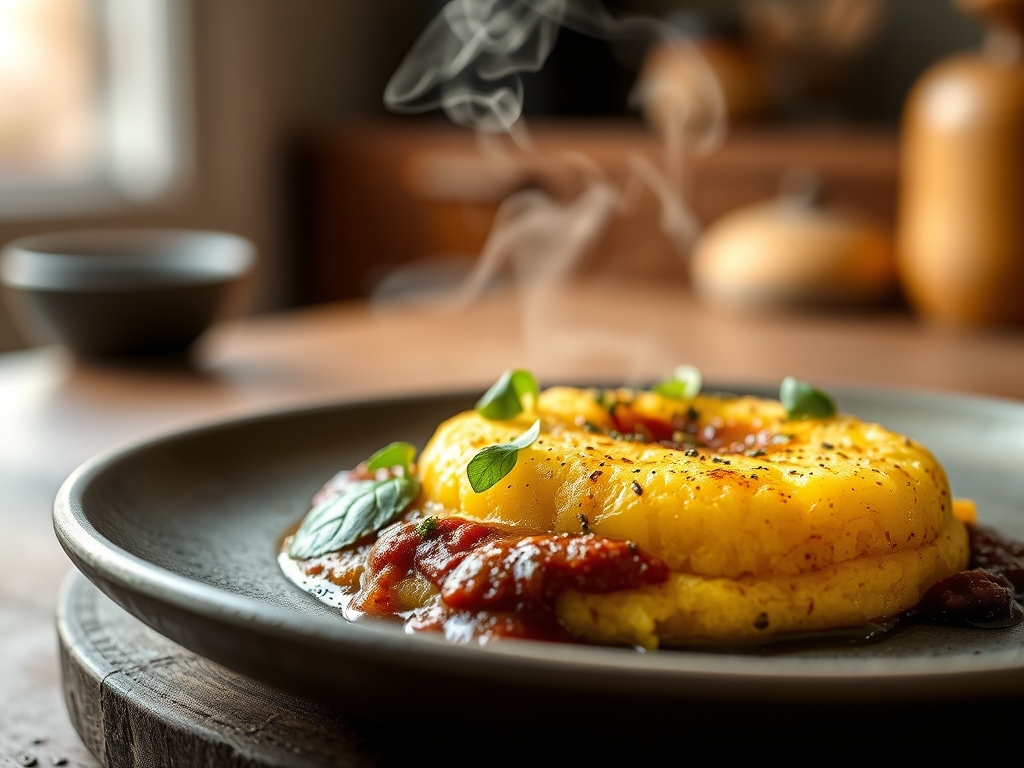Polenta mole com queijo