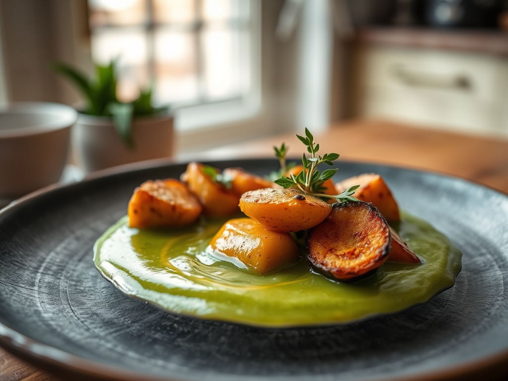 Sopa de feijão verde da horta