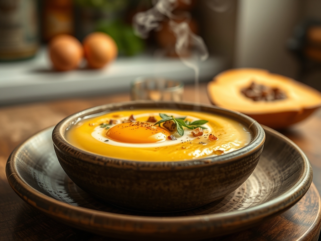 Sopa de pão com alho e ovo