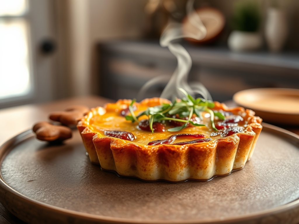 Tarte de maçã fatiada e canela
