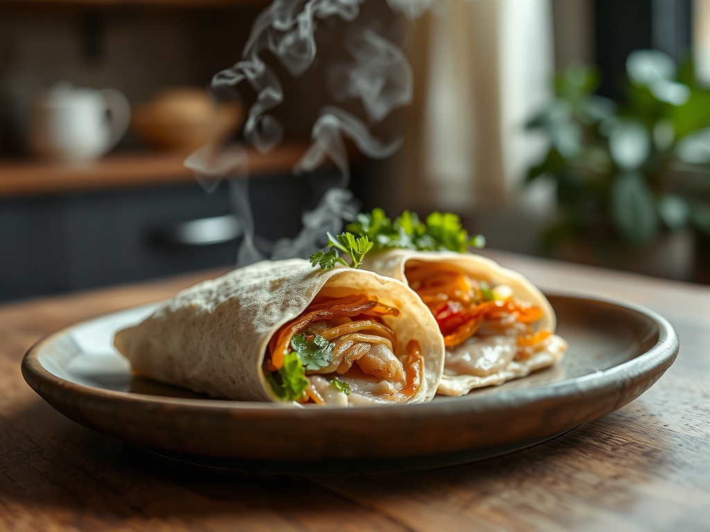 Wrap de pavo e espinafres frescos